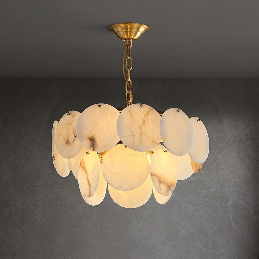 Alabaster Shell Brass Chandelier with 2/3/4/5/6 layer - fovolighting