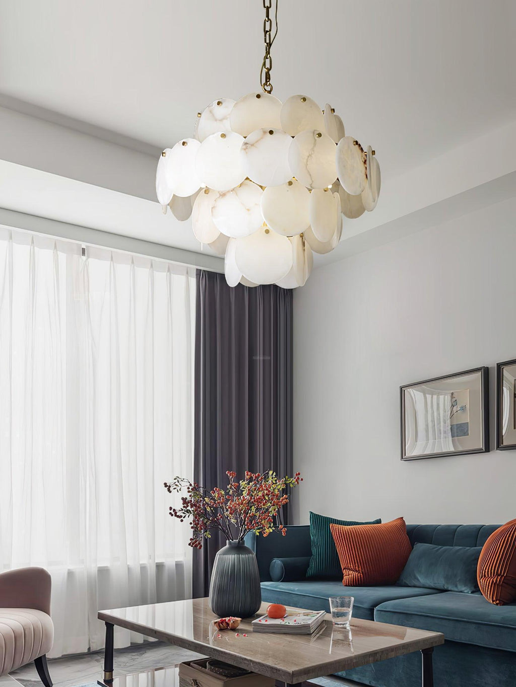 Alabaster Shell Brass Chandelier with 2/3/4/5/6 layer - fovolighting