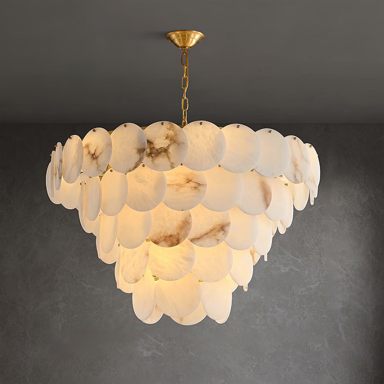 Alabaster Shell Brass Chandelier with 2/3/4/5/6 layer - fovolighting
