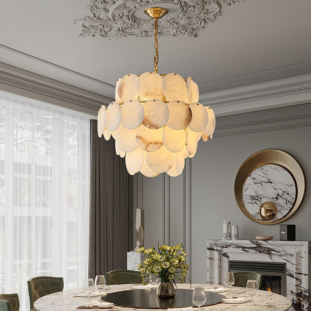 Alabaster Shell Brass Chandelier with 2/3/4/5/6 layer - fovolighting