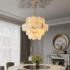 Alabaster Shell Brass Chandelier with 2/3/4/5/6 layer - fovolighting