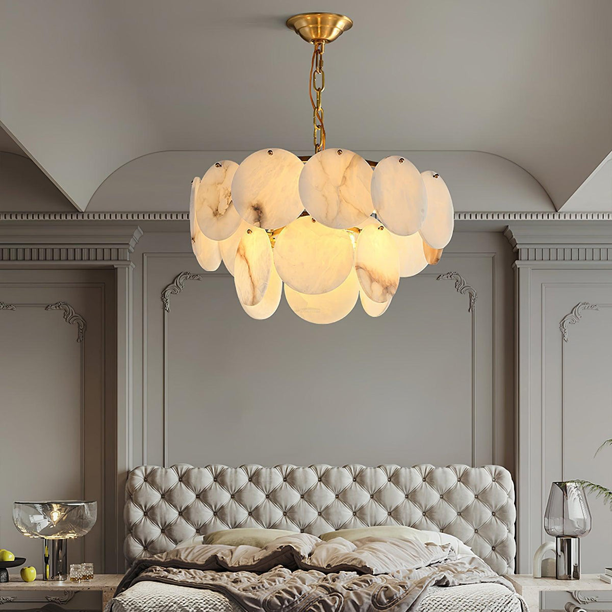 Alabaster Shell Brass Chandelier with 2/3/4/5/6 layer - fovolighting