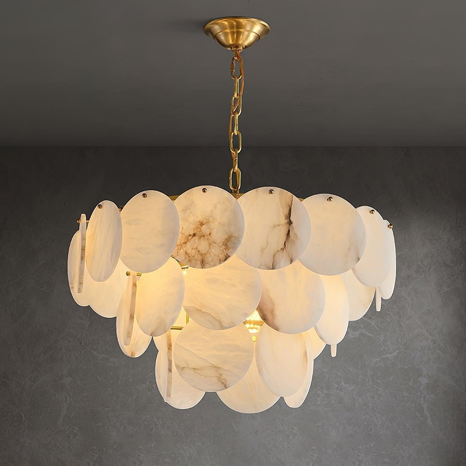 Alabaster Shell Brass Chandelier with 2/3/4/5/6 layer - fovolighting