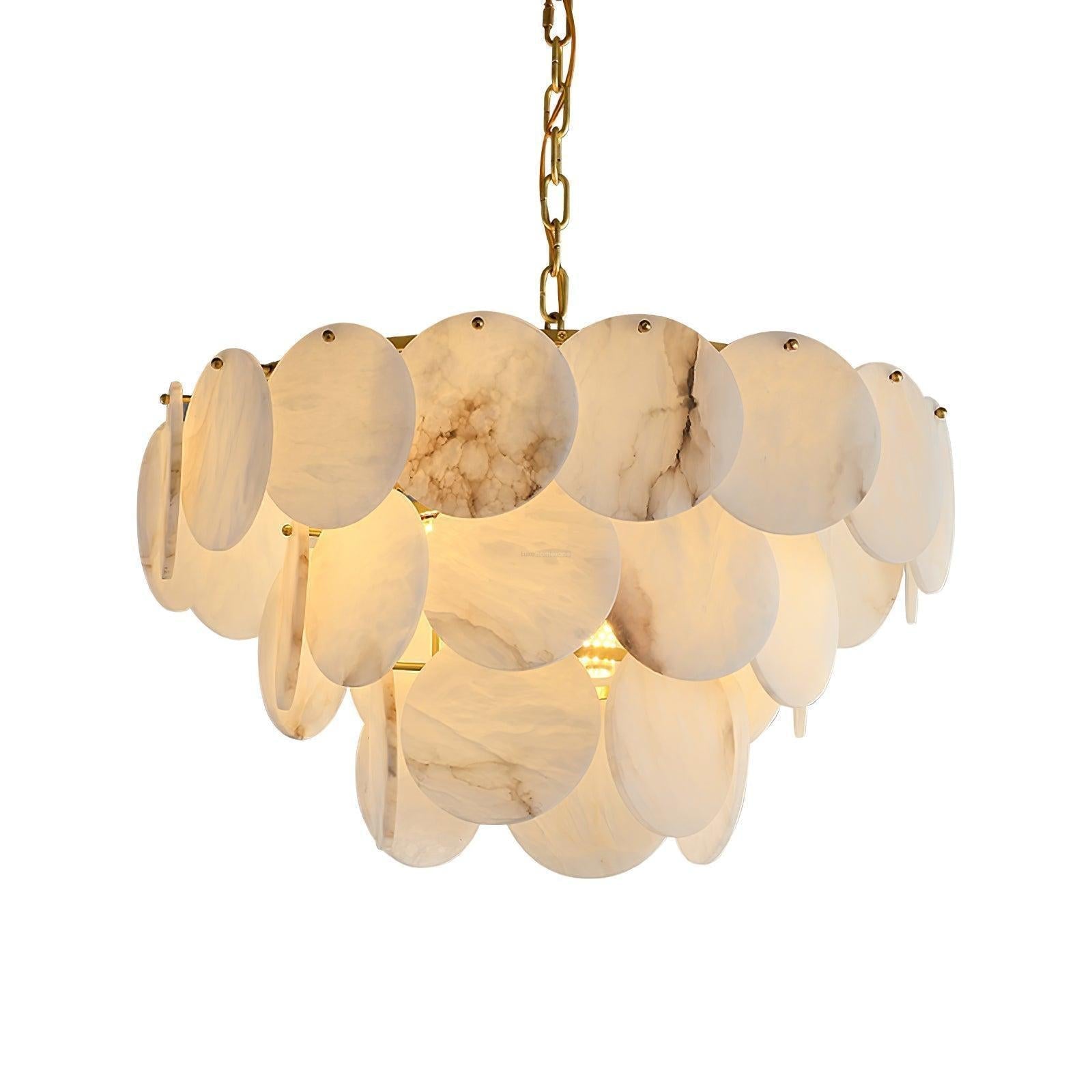 Alabaster Shell Brass Chandelier with 2/3/4/5/6 layer - fovolighting