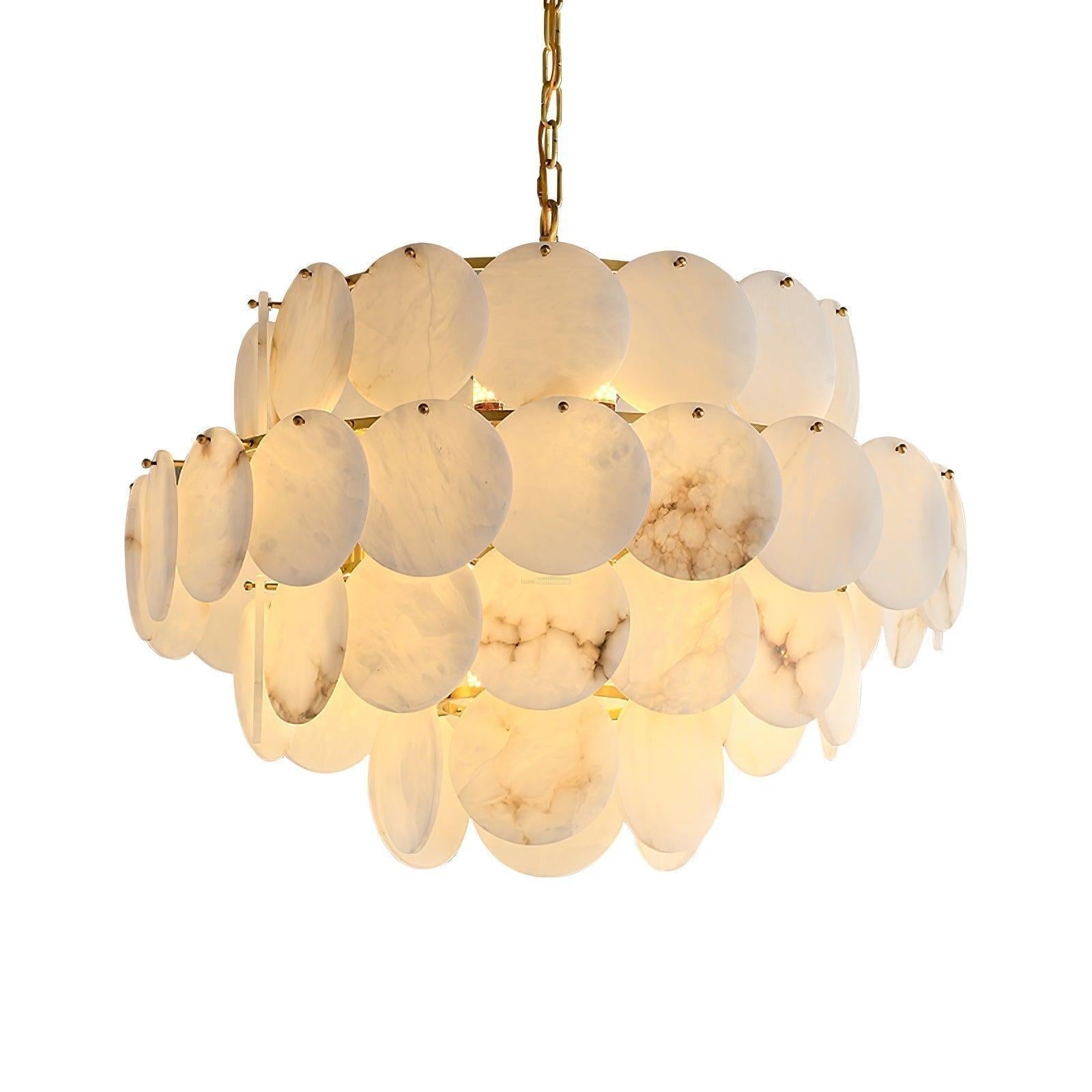Alabaster Shell Brass Chandelier with 2/3/4/5/6 layer - fovolighting