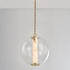 Alabaster Tube Glass Globe Pendant - fovolighting