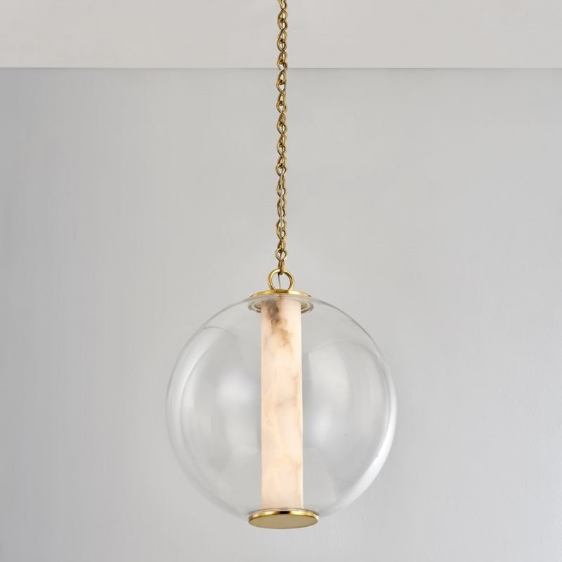 Alabaster Tube Glass Globe Pendant - fovolighting