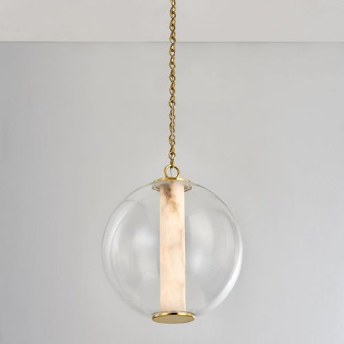 Alabaster Tube Glass Globe Pendant - fovolighting