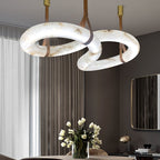 Alabaster Unique Curved Contemporary Nordic Alabaster Chandelier - fovolighting