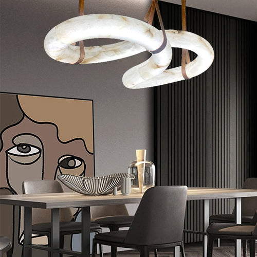 Alabaster Unique Curved Contemporary Nordic Alabaster Chandelier - fovolighting