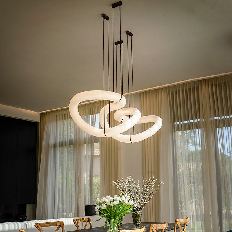 Alabaster Unique Curved Ethereal Alabaster Chandelier - fovolighting