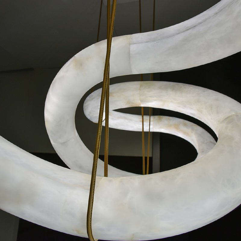 Alabaster Unique Curved Ethereal Alabaster Chandelier - fovolighting