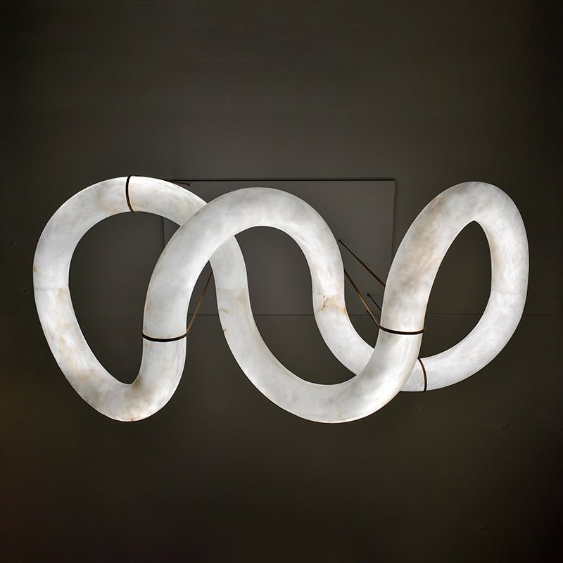 Alabaster Unique Curved Ethereal Alabaster Chandelier - fovolighting