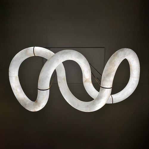 Alabaster Unique Curved Ethereal Alabaster Chandelier - fovolighting
