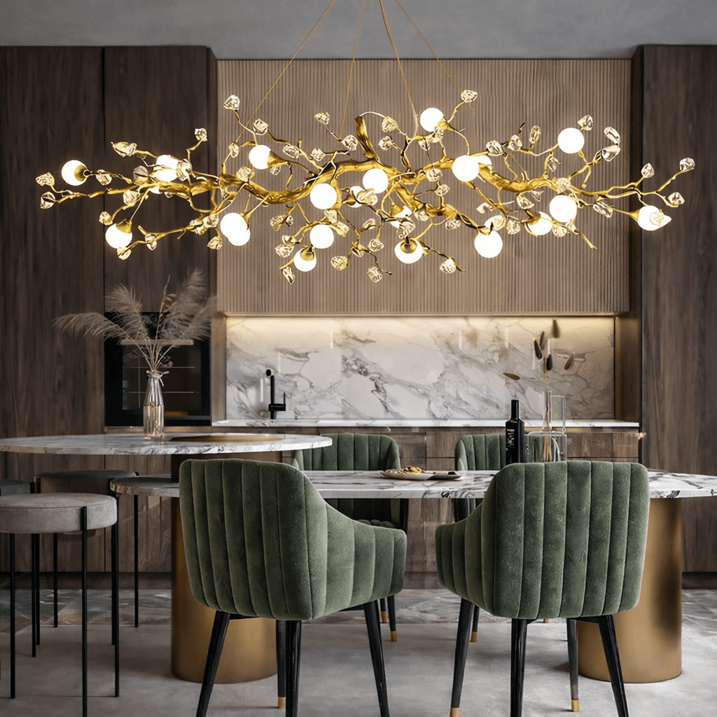 Albero Sculptural Gold Branch Chandelier - fovolighting