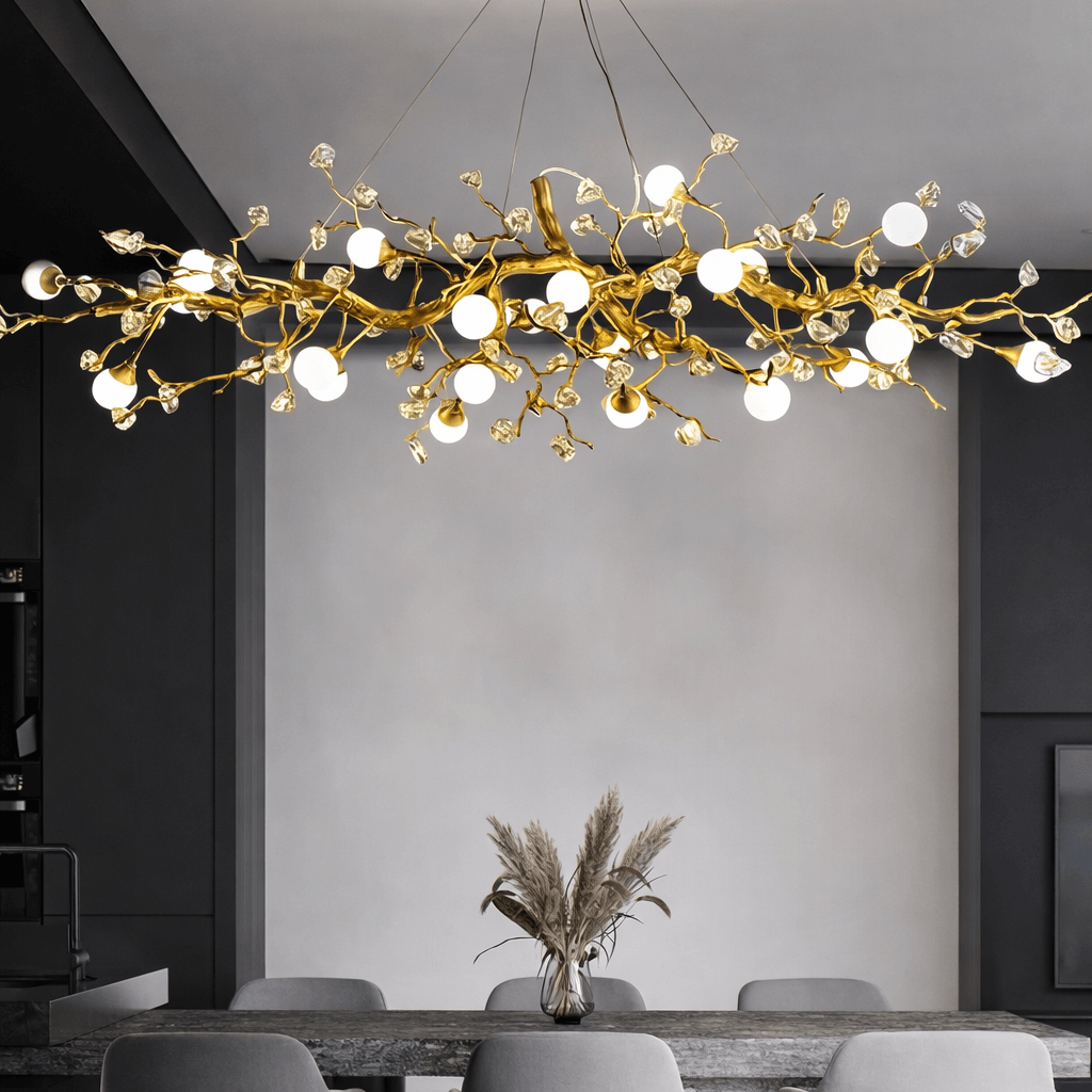 Albero Sculptural Gold Branch Chandelier - fovolighting