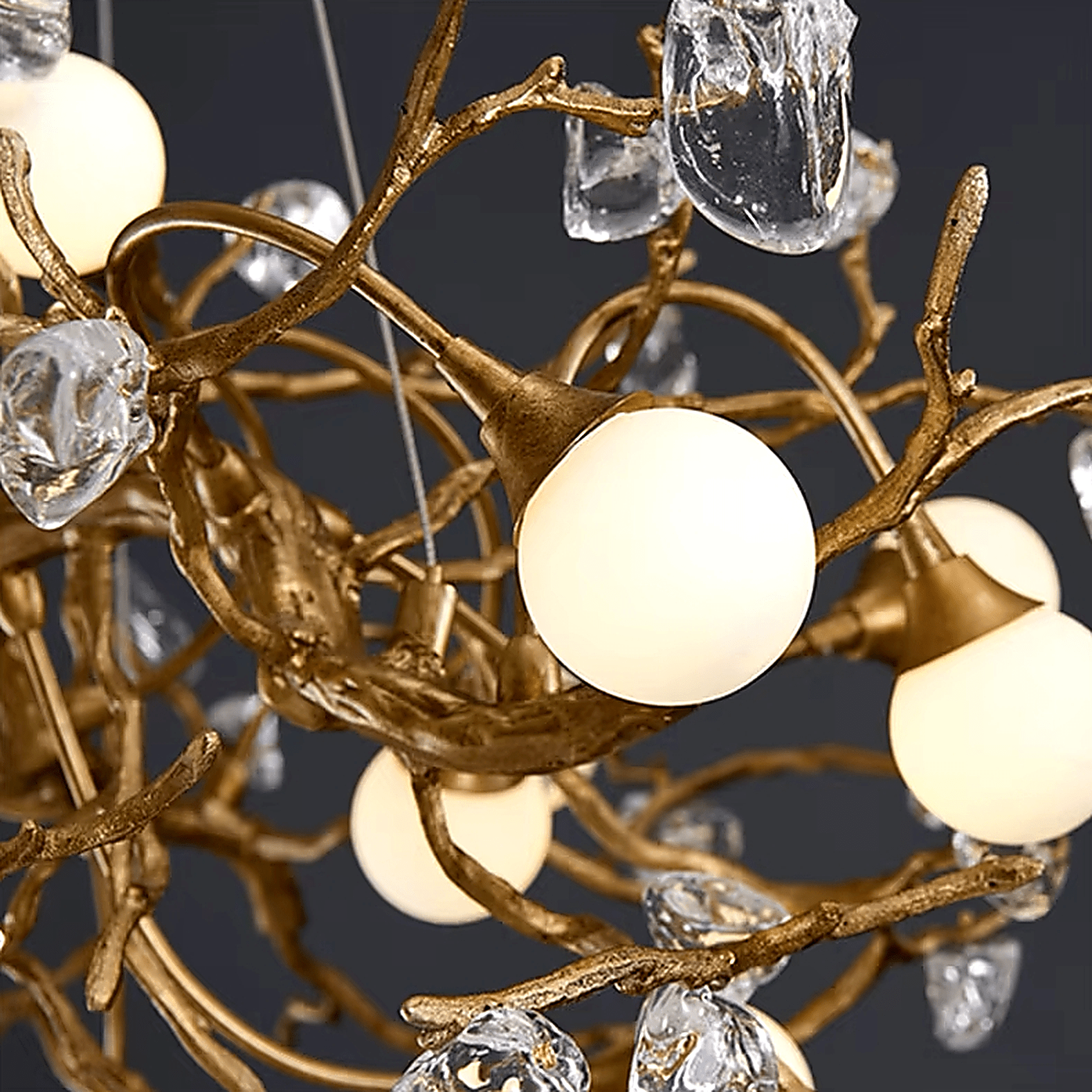 Albero Sculptural Gold Branch Chandelier - fovolighting