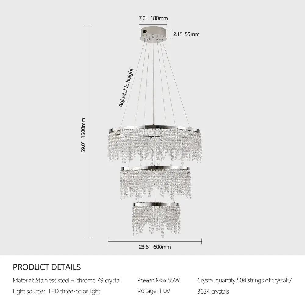 Alleri Crystal Foyer Chandelier - fovolighting