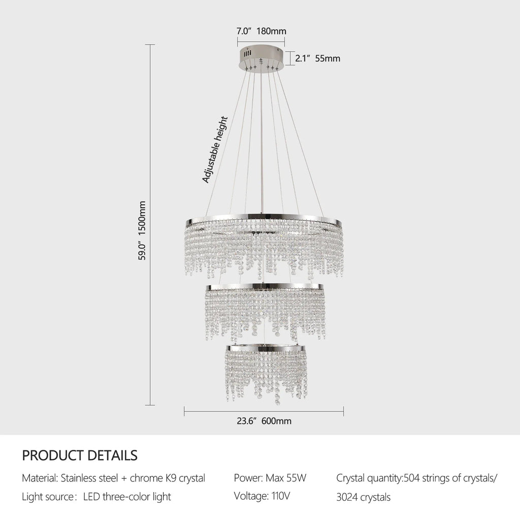 Alleri Crystal Foyer Chandelier - fovolighting