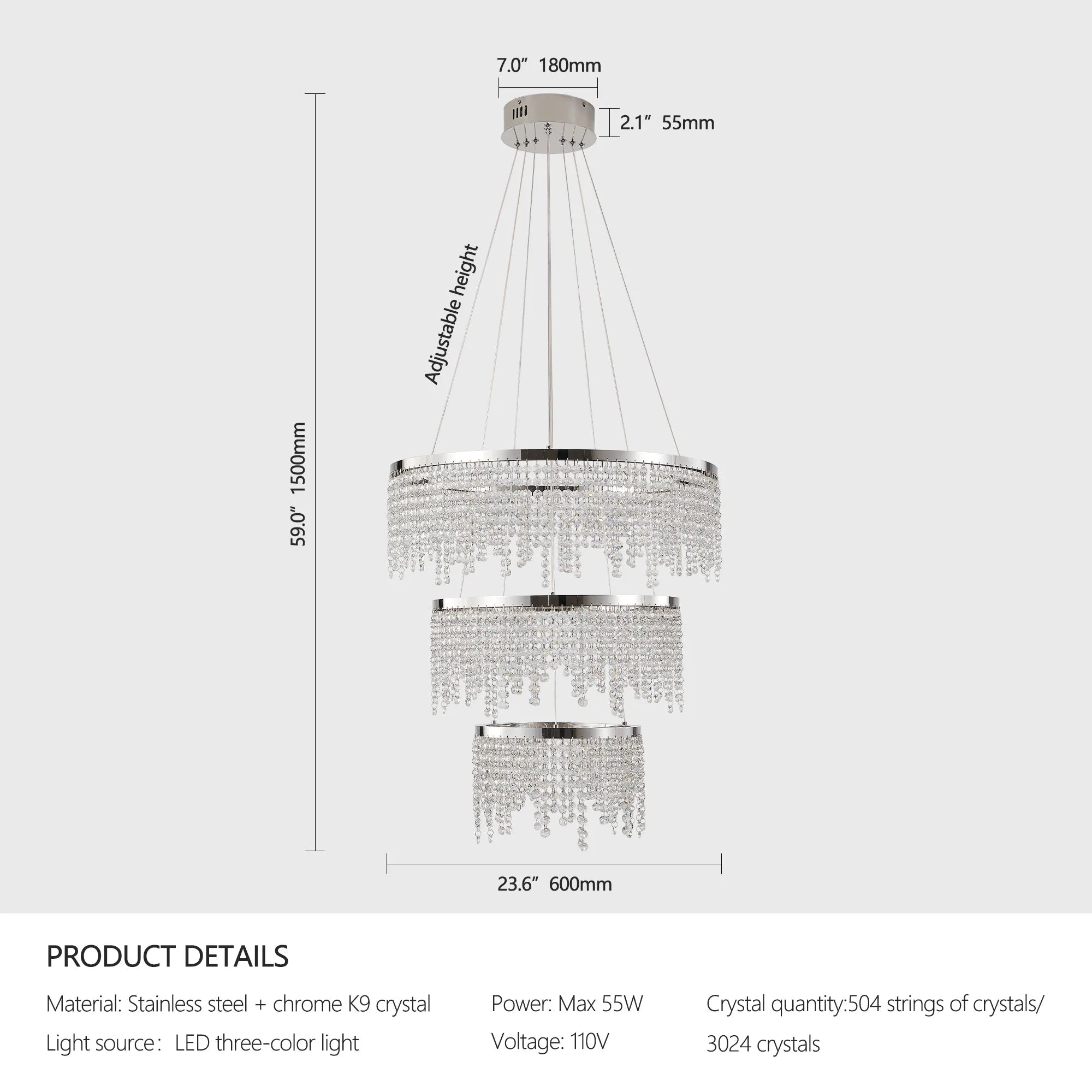 Alleri Crystal Foyer Chandelier - fovolighting