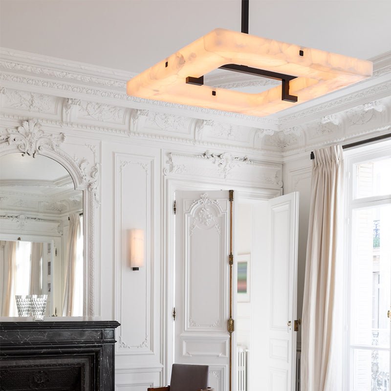 Amelia Square Alabaster Living Room Chandelier - fovolighting