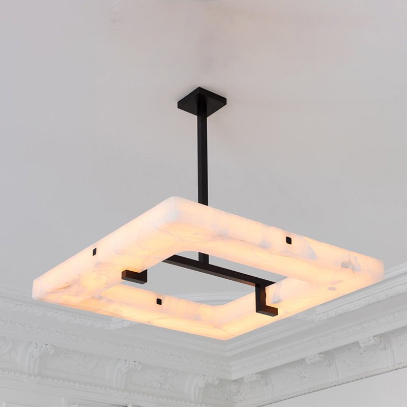 Amelia Square Alabaster Living Room Chandelier - fovolighting