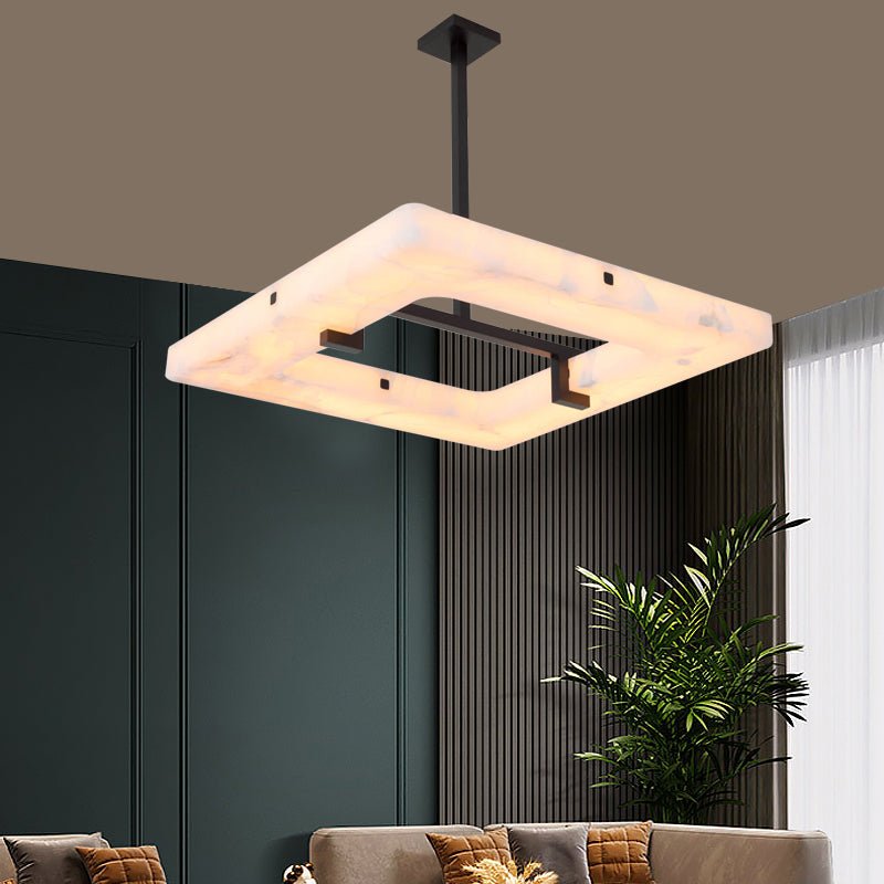 Amelia Square Alabaster Living Room Chandelier - fovolighting