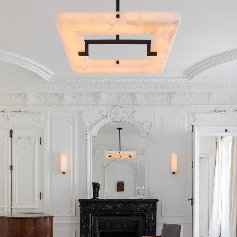Amelia Square Alabaster Living Room Chandelier - fovolighting