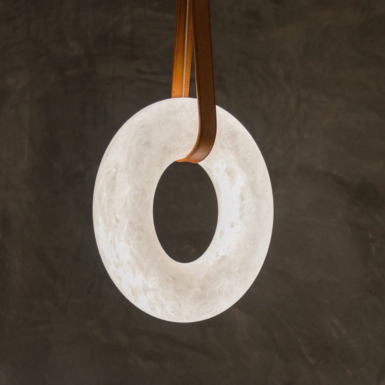 Annie Alabaster Pendant, Modern Chandelier with Leather Hook - fovolighting