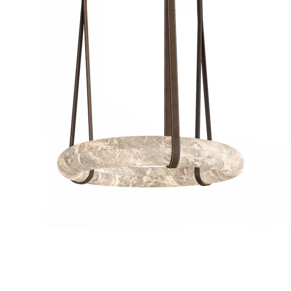Annie Alabaster Pendant, Modern Chandelier with Leather Hook - fovolighting