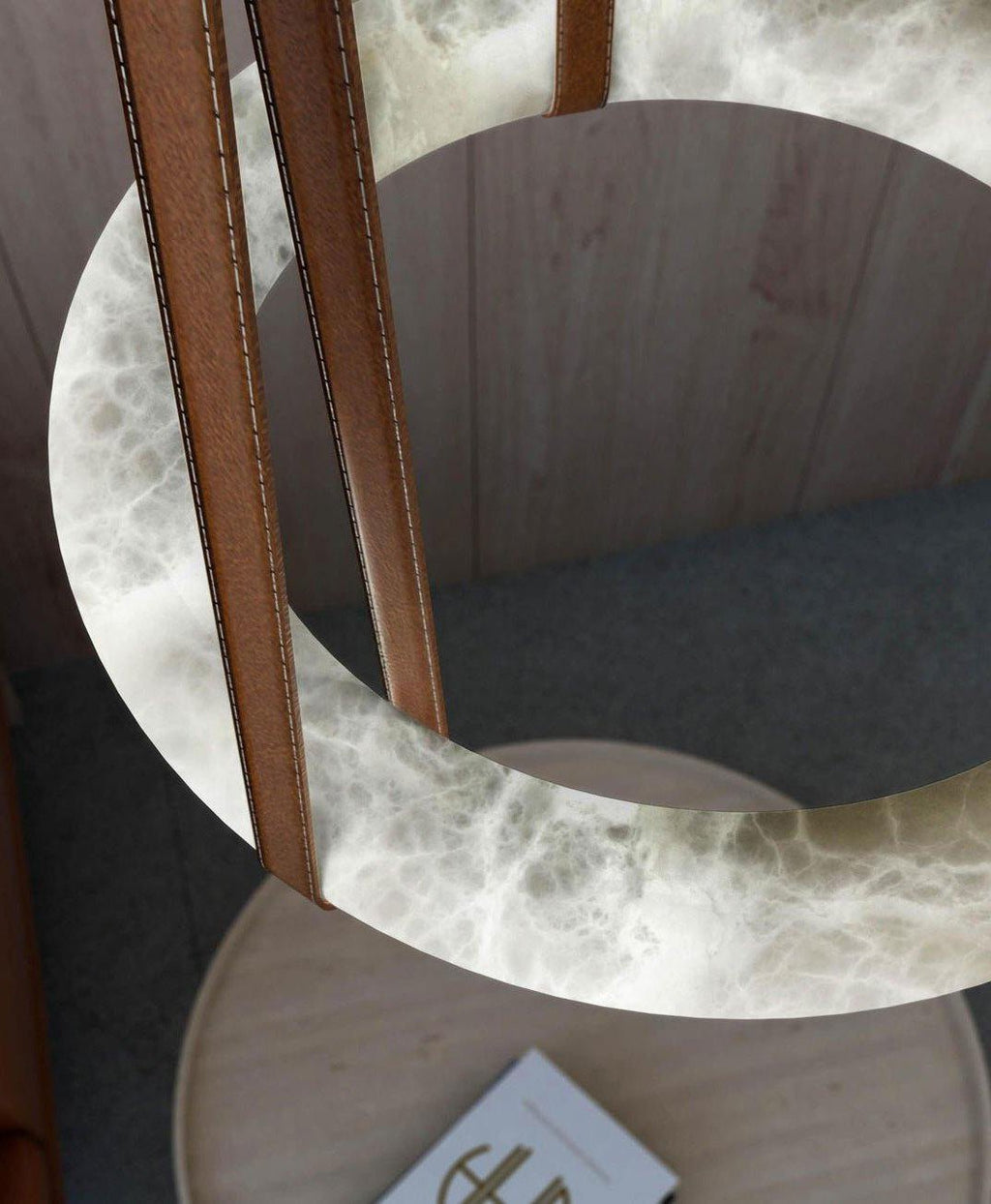 Annie Alabaster Pendant, Modern Chandelier with Leather Hook - fovolighting
