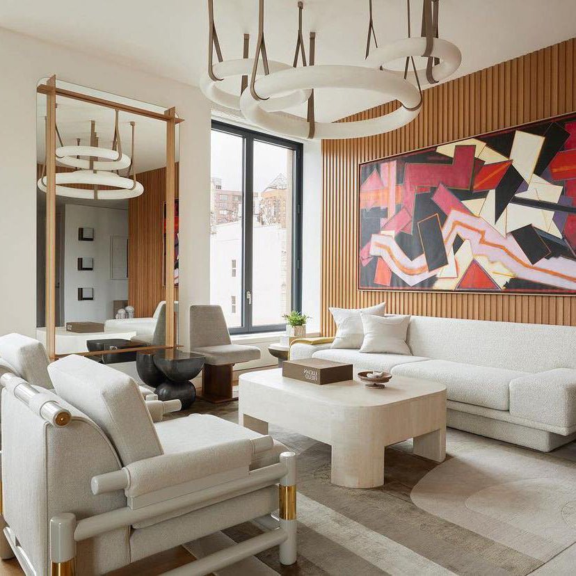 Annie Alabaster Pendant, Modern Chandelier with Leather Hook - fovolighting