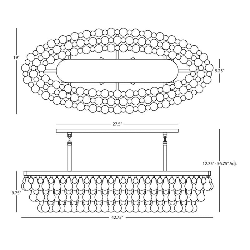 Anqeer Waterdrop Oval Chandelier 43" - fovolighting