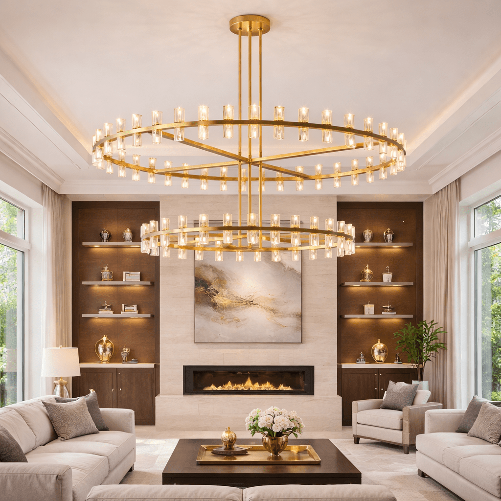 Arcachoe Round Two - tierd Wagon Wheel Chandelier - fovolighting