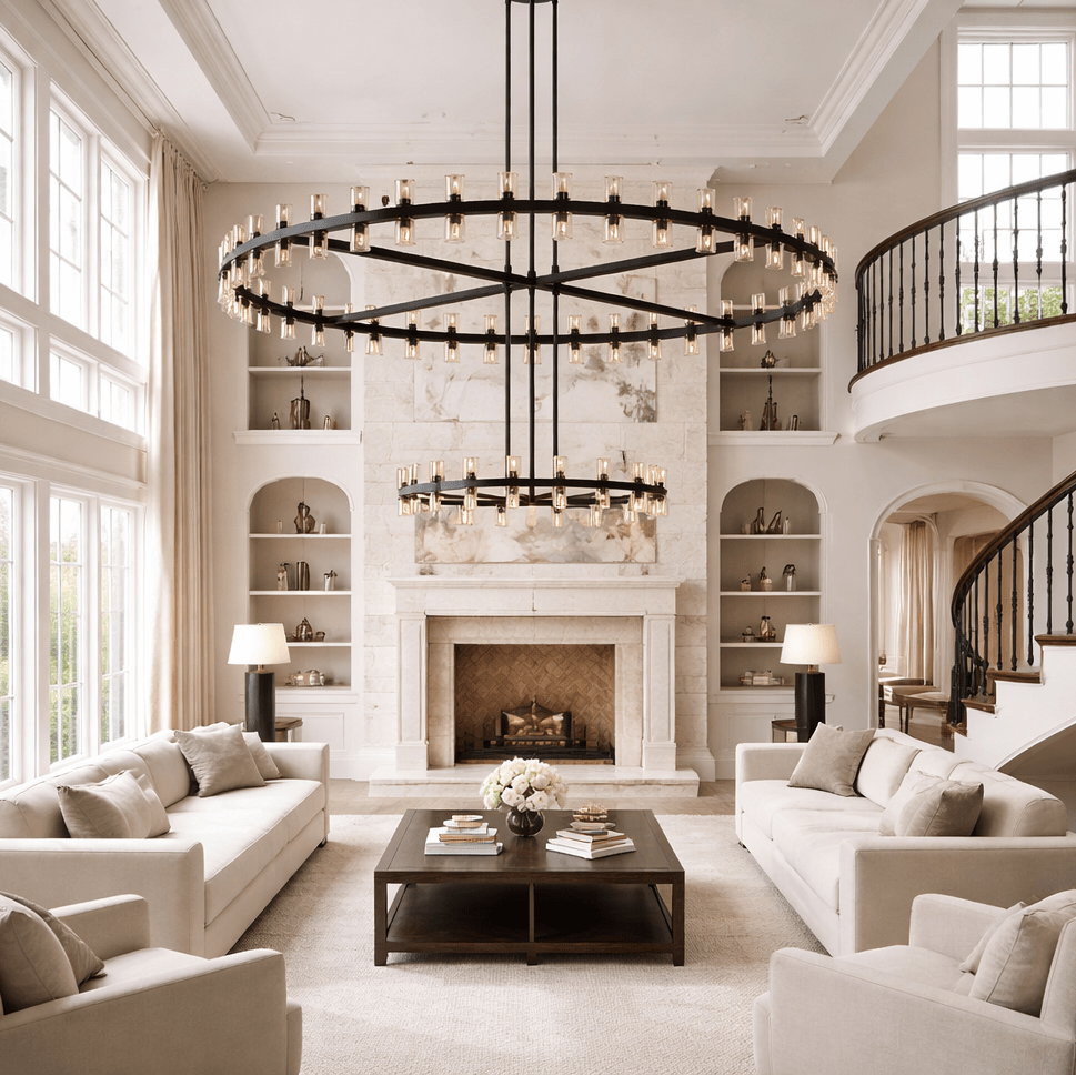 Arcachoe Round Two - tierd Wagon Wheel Chandelier - fovolighting