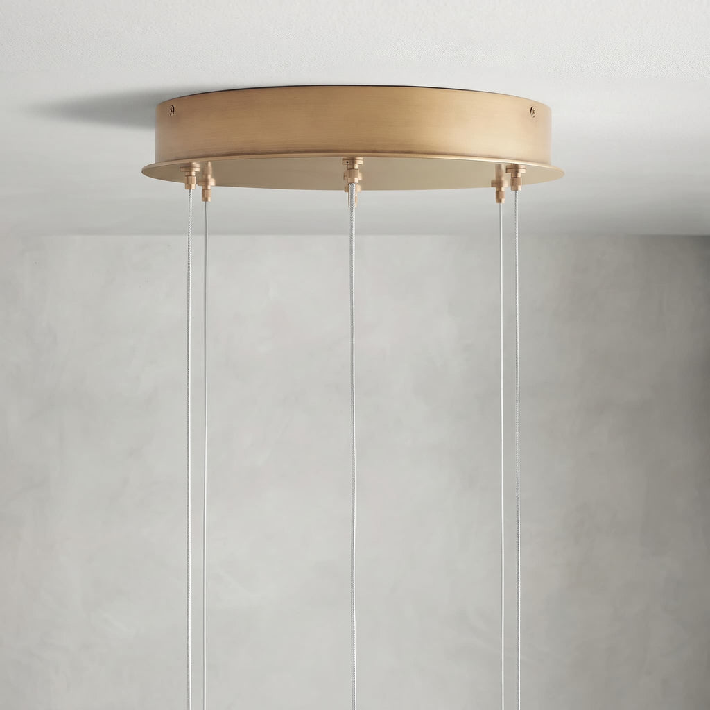 Arica Round Gold Chandelier with Natural Alabaster Stone Shades - fovolighting