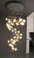 Art Design Brass Branch Ceramic Flower Chandelier - fovolighting