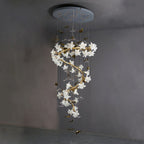 Art Design Brass Branch Ceramic Flower Chandelier - fovolighting