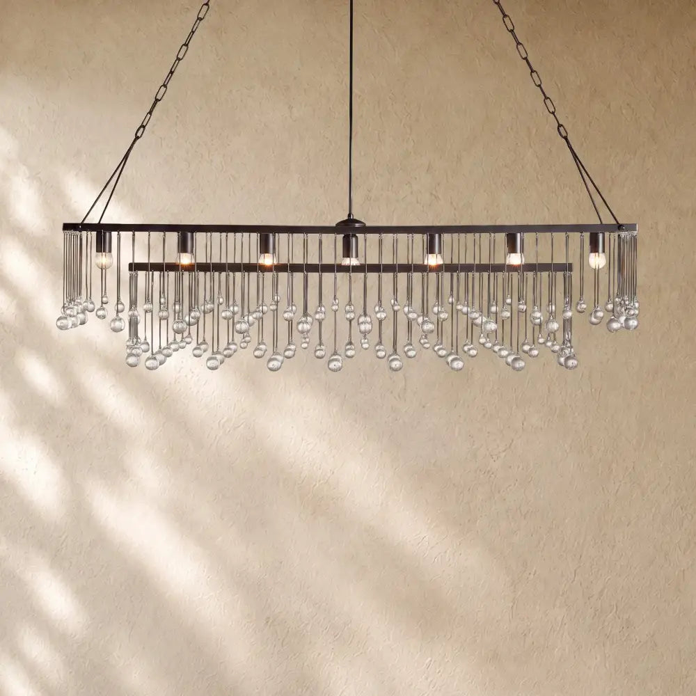 Aubray Rectangular Chandelier - Bronze / 60“”