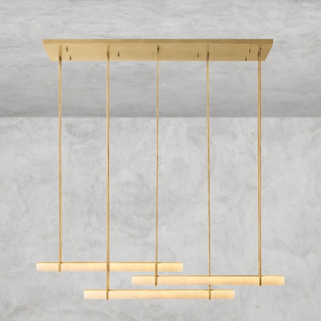 Audaben Alabaster Triple Bar Linear Chandelier - fovolighting