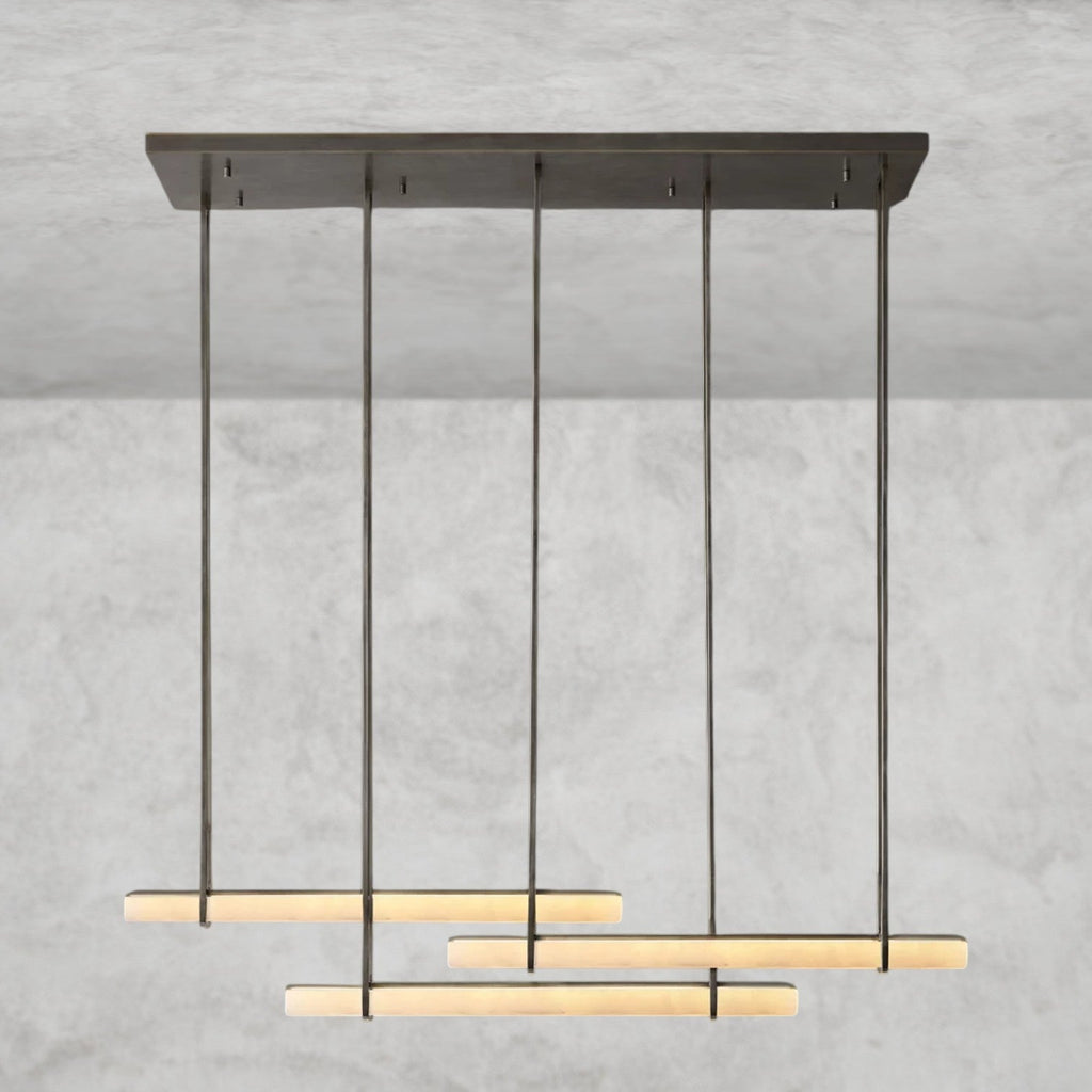 Audaben Alabaster Triple Bar Linear Chandelier - fovolighting