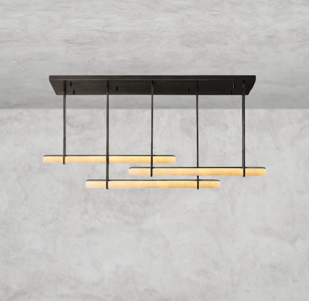 Audaben Alabaster Triple Bar Linear Chandelier - fovolighting
