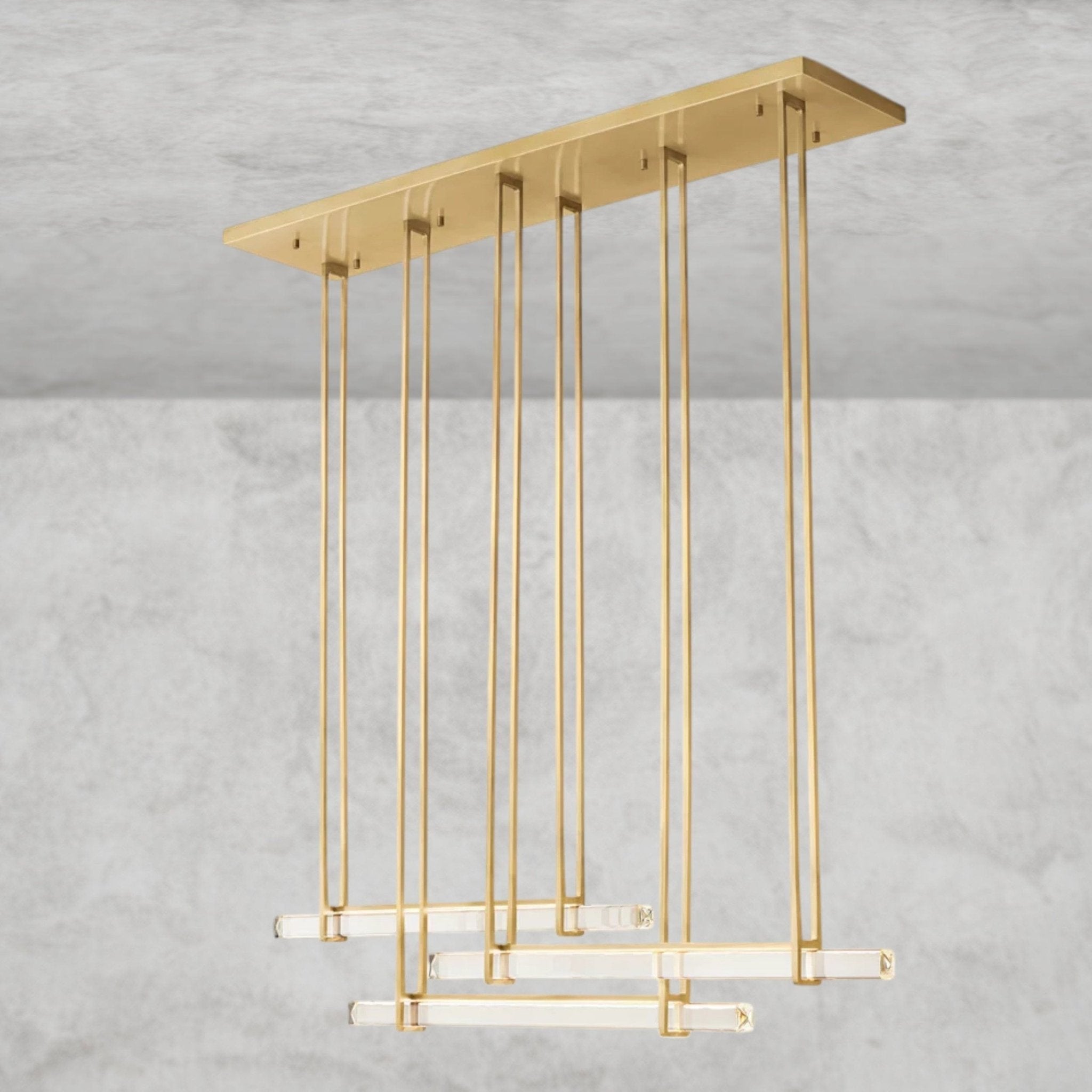 Audaben Crystal Triple Bar Linear Chandelier 60", 72" - fovolighting