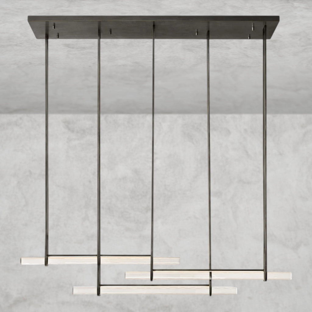 Audaben Crystal Triple Bar Linear Chandelier 60", 72" - fovolighting