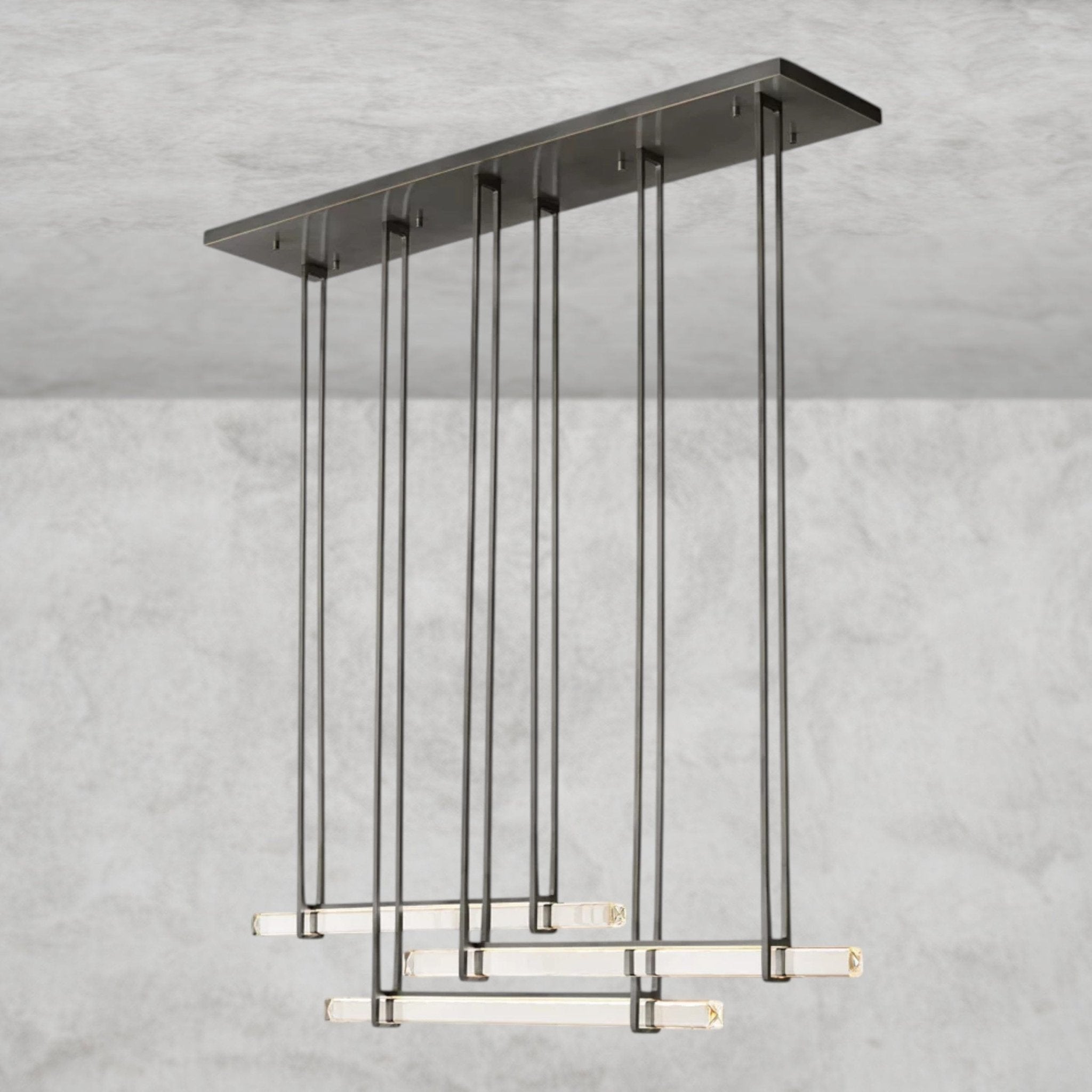 Audaben Crystal Triple Bar Linear Chandelier 60", 72" - fovolighting