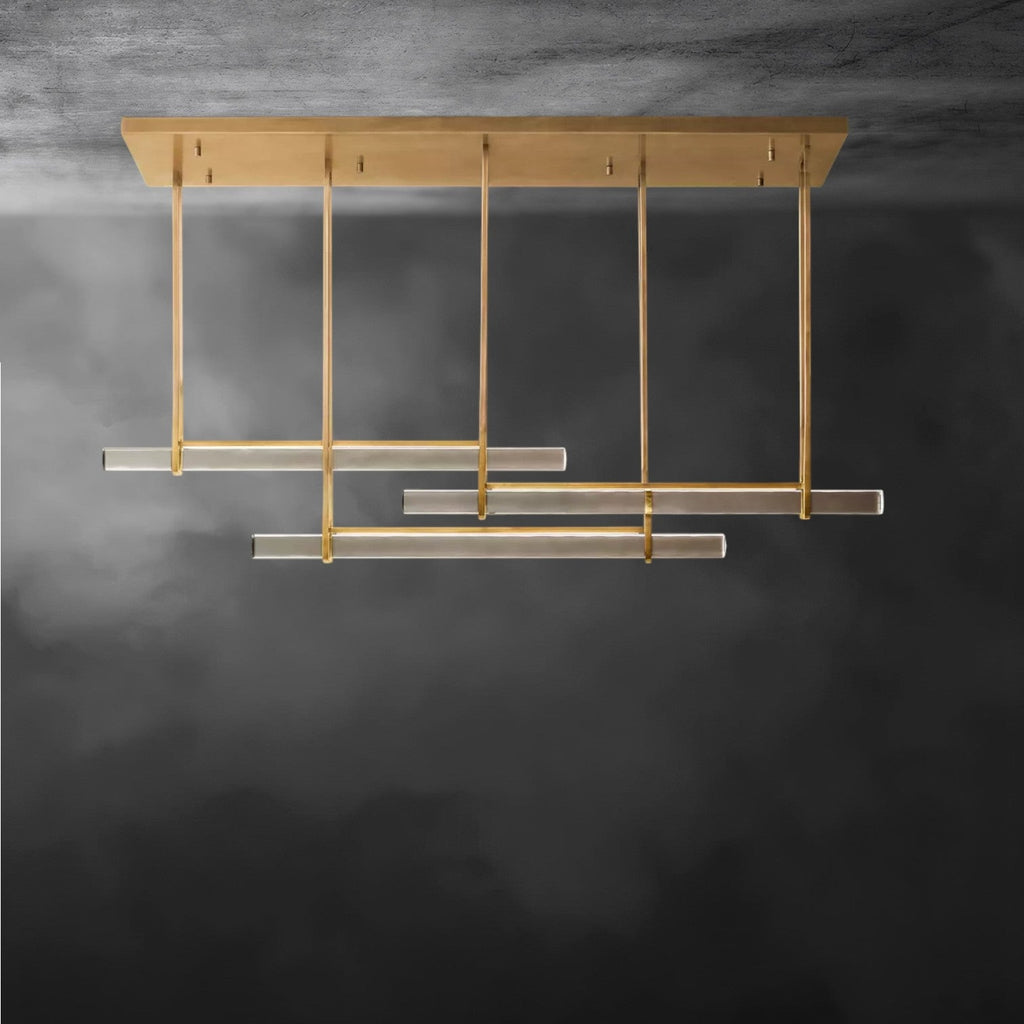 Audaben Crystal Triple Bar Linear Chandelier 60", 72" - fovolighting