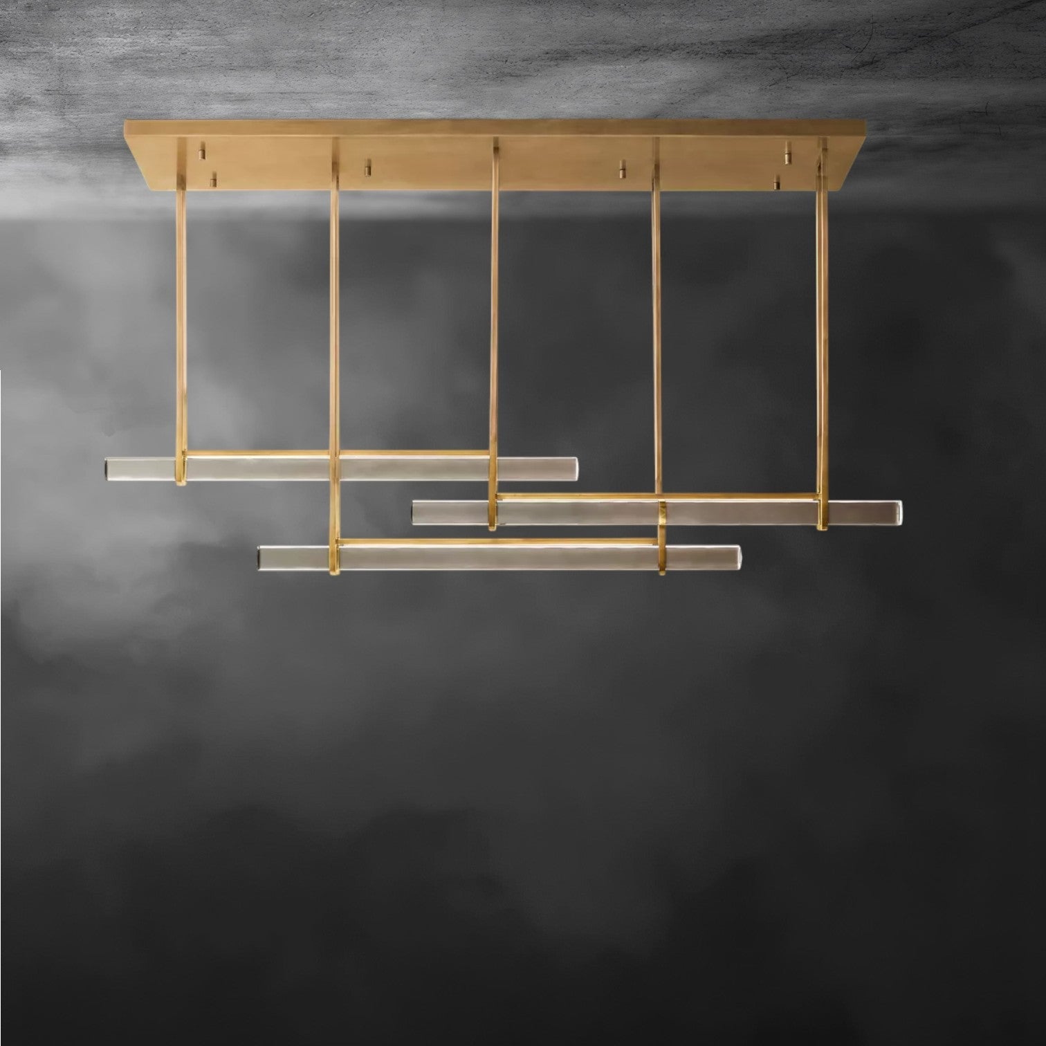 Audaben Crystal Triple Bar Linear Chandelier 60", 72" - fovolighting