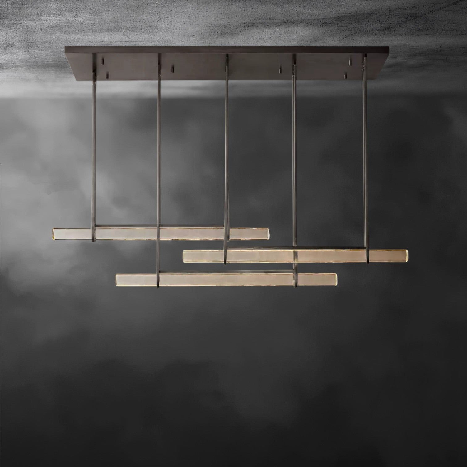 Audaben Crystal Triple Bar Linear Chandelier 60", 72" - fovolighting