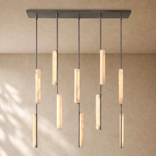 Audubom Alabaster Linear Chandelier - Bronze / Classic