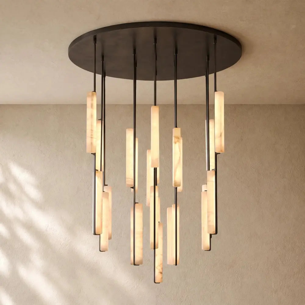 Audubom Alabaster Round Chandelier - 56’’ / Bronze / Classic